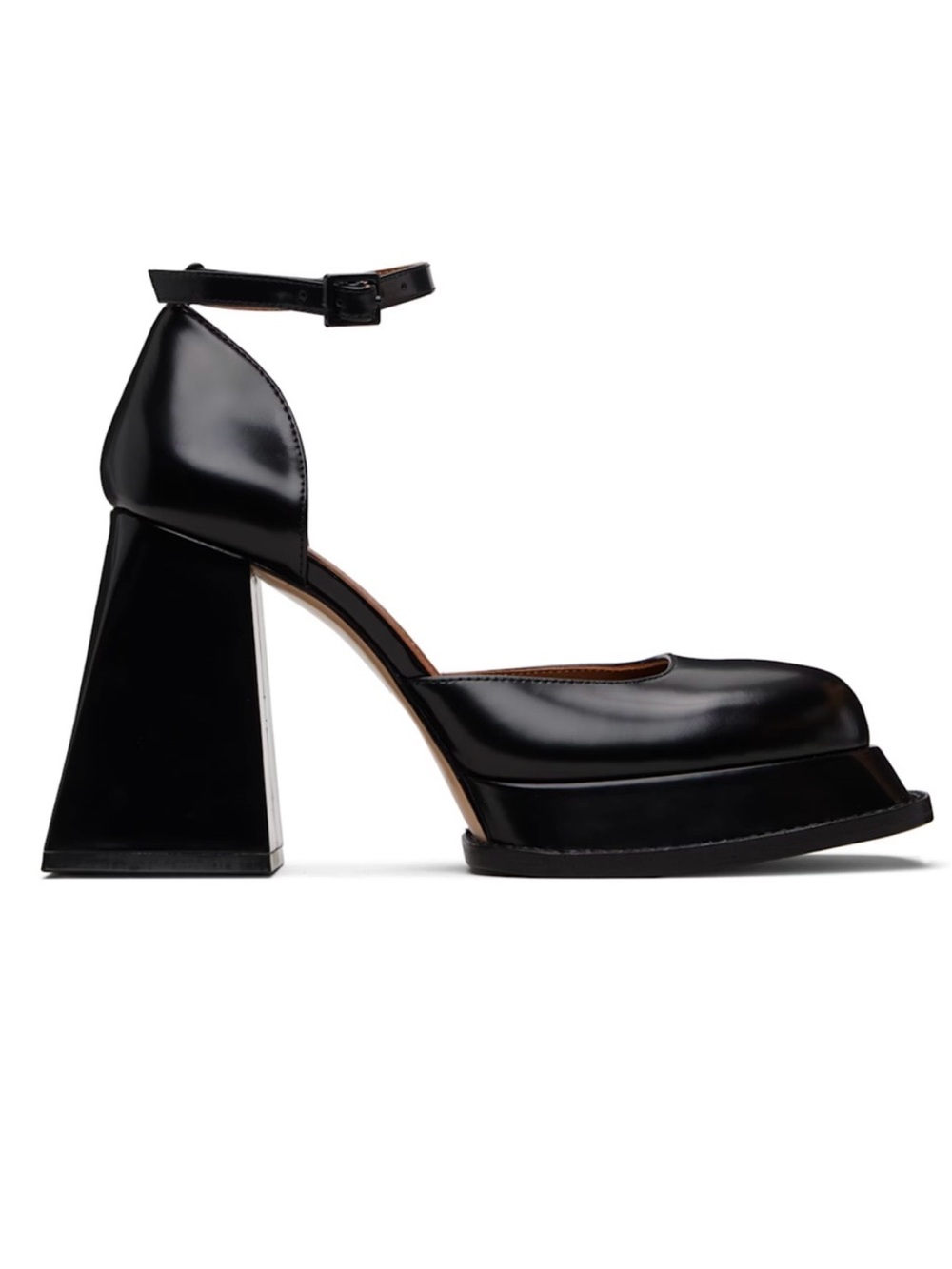 Shushu/Tong Black Block-Heel Platform Ankle-Strap Pumps